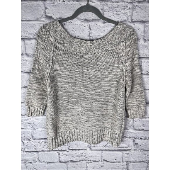 EXPRESS Women's Light Gray Boat Neck 3/4 Sleeve Sweater Small - Picture 4 of 4